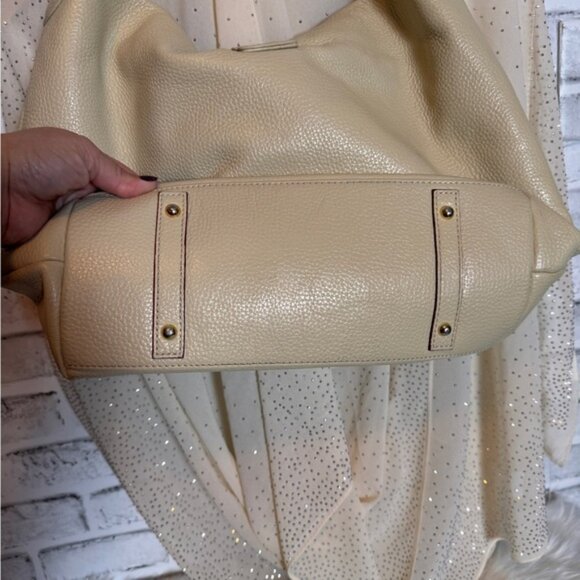 Dooney & Bourke Bone Pebble Leather Logo Lock Large Shoulder Purse Handbag - Picture 5 of 13